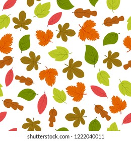 Seamless pattern with autumn leaves. Vector illustration.