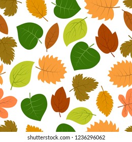 Seamless pattern with autumn leaves. Vector illustration.