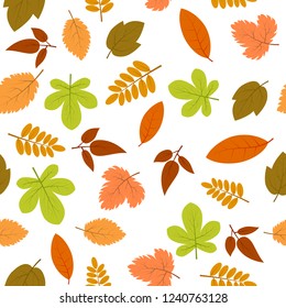 Seamless pattern with autumn leaves. Vector illustration.
