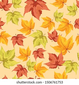 seamless pattern autumn leaves vector
