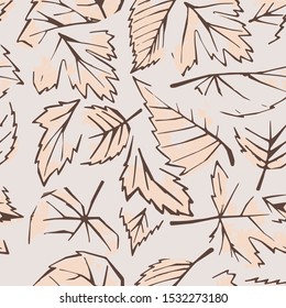 Seamless pattern. Autumn leaves, vector background.