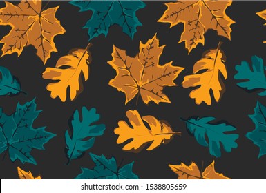 Seamless pattern with autumn leaves. Vector illustration.