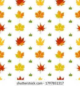 Seamless pattern with autumn leaves. Vector illustration.