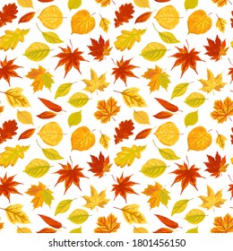 Seamless pattern with autumn leaves. Vector illustration.