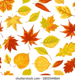 Seamless pattern with autumn leaves. Vector illustration.