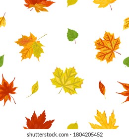 Seamless pattern with autumn leaves. Vector illustration.