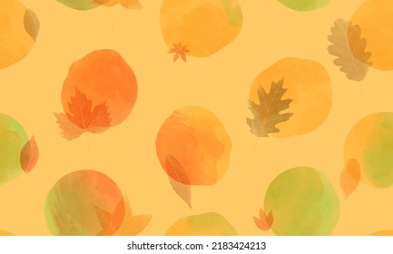 Seamless pattern with autumn leaves. Vector illustration of watercolor background.