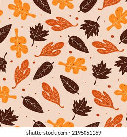 Seamless pattern with autumn leaves. Vector pattern for Thanksgiving, autunm, November, fabric, card