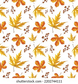 Seamless pattern with autumn leaves. Vector illustration.