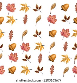Seamless Pattern Autumn leaves vector illustration