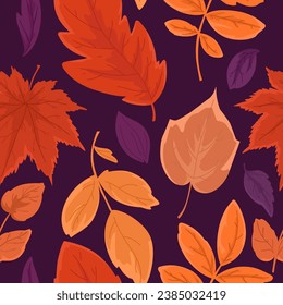 Seamless pattern with autumn leaves. Vector pattern in flat style.