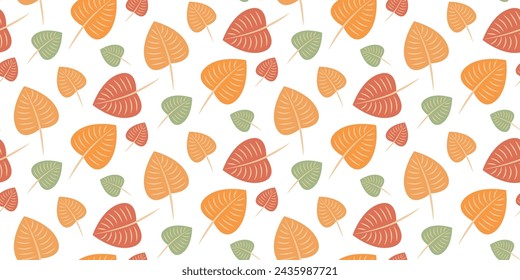 Seamless pattern with autumn leaves. vector illustration. horizontal background