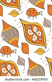 Seamless pattern with autumn leaves, vector illustration. Autumn Ornament Wallpaper, Digital Or Wrapping Paper.