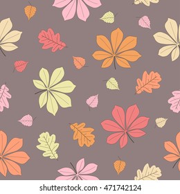 Seamless pattern autumn leaves. Vector illustration.