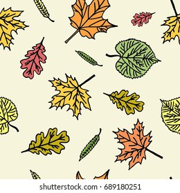 Seamless pattern with autumn leaves. Vector background for the day of knowledge.