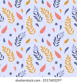 Seamless pattern of autumn leaves. Vintage illustration. Element for fabric, packaging and postcard design.