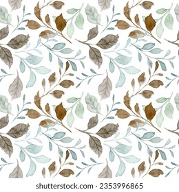 Seamless pattern of autumn leaves with watercolor for background, fabric, textile, fashion, wallpaper, wedding, banner, sticker, decoration etc.