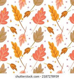 Seamless pattern with autumn leaves. Wrapping paper pattern. Thanksgiving Day.