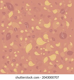 Seamless pattern of autumn leaves of yellow and red color on orange backround.
The leaves and background are separately
