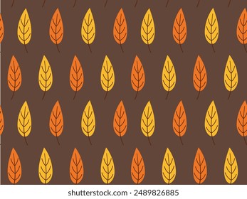 Seamless pattern with autumn leaves. Yellow and orange leaves on a brown background. Vector illustration for background, textile, web pages, wallpaper, wrapping paper, eps 10