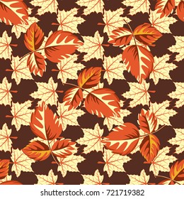 Seamless pattern of autumn leaves.Colorful background. Fall leaf. Vector illustration