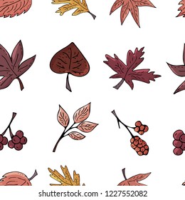 Seamless pattern with autumn leaves.Endless texture for autumn design, decoration, greeting cards, posters, invitations, fabric,  advertisement.