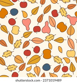 patrón ininterrumpido con hojas de otoño, frutos
