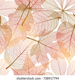 Seamless Pattern With Autumn Leaves.Vector Illustration.