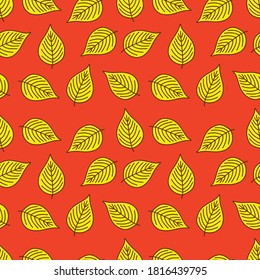 Seamless pattern with autumn Linden leaves. Vector illustration