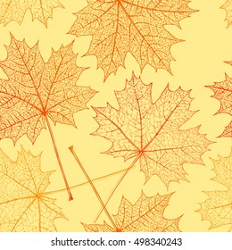 Seamless pattern - autumn maple leaf background. Autumn wallpaper. Vector illustration