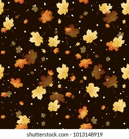 Seamless pattern with autumn maple leaves. Vector illustration.