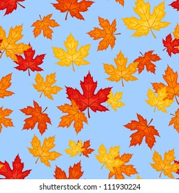 Seamless pattern with autumn maple leaves. Vector illustration.