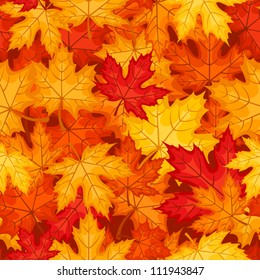 Seamless pattern with autumn maple leaves. Vector illustration.