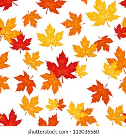 Seamless pattern with autumn maple leaves. Vector illustration.