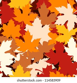 Seamless pattern with autumn maple leaves. Vector illustration.