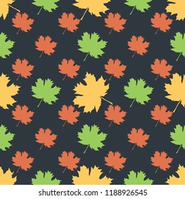 Seamless pattern with autumn maple leaves. Vector pale colored illustration