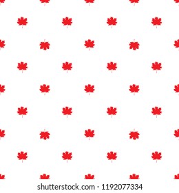 Seamless pattern with autumn maple leaves. Red leaves on white background. Canadian flag style, vector illustration