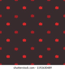 Seamless pattern with autumn maple leaves. Red and scarlet leaves on dark background. Vector illustration