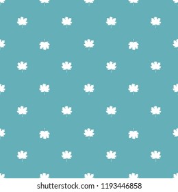 Seamless pattern with autumn maple leaves. White leaves on vintage blue background. Vector illustration