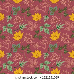 Seamless pattern with autumn maple leaves. Vector illustration.