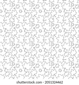 Seamless pattern autumn maple leaves black and white