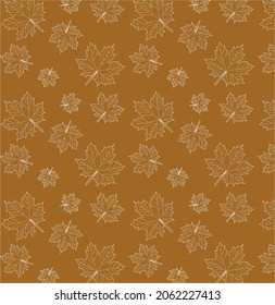 A seamless pattern with autumn maple leaves on brown background, vector illustration, eps 10