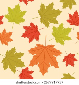 Patrón sin fisuras con hojas de arce de otoño. Perfecto para el Fondo de pantalla, papel de regalo, textiles, tarjetas de felicitación. Ilustración vectorial.