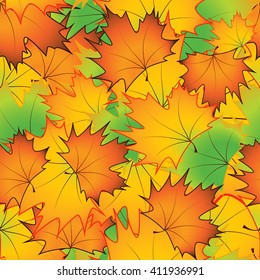 Seamless pattern with autumn maple leaves - vector illustration