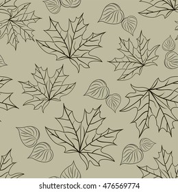 Seamless pattern of autumn maple leaves