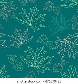 Seamless pattern of autumn maple leaves