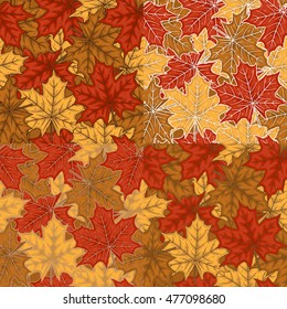 Seamless pattern with autumn maple leaves. Vector illustration.
