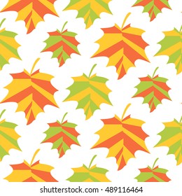 Seamless pattern of autumn maple leaves