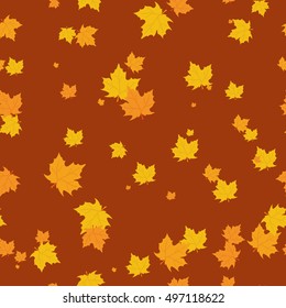 Seamless pattern with autumn maple leaves. Hand draw illustration.