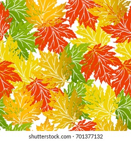 Seamless pattern autumn maple leaves